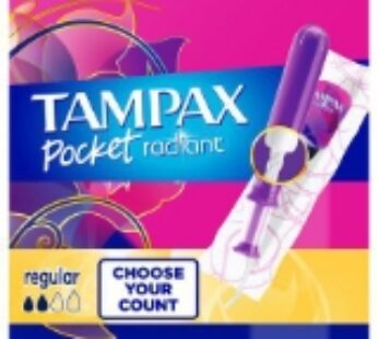 Tampax Pocket Radiant Compact Tampons, Regular, Unscented