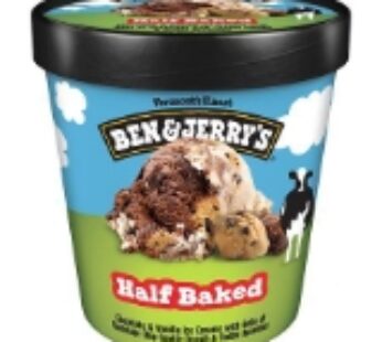 Ben & Jerry’s Half Baked Chocolate & Vanilla Mixed with Gobs of Chocolate Chip Cookie Dough & Fudge Brownies Ice Cream Pint