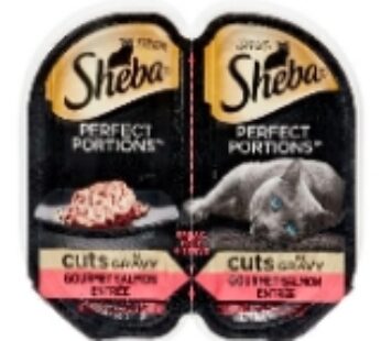 Sheba Perfect Portions Wet Cat Food for Adult Cat Cuts in Gravy Gourmet Salmon Entree Tray